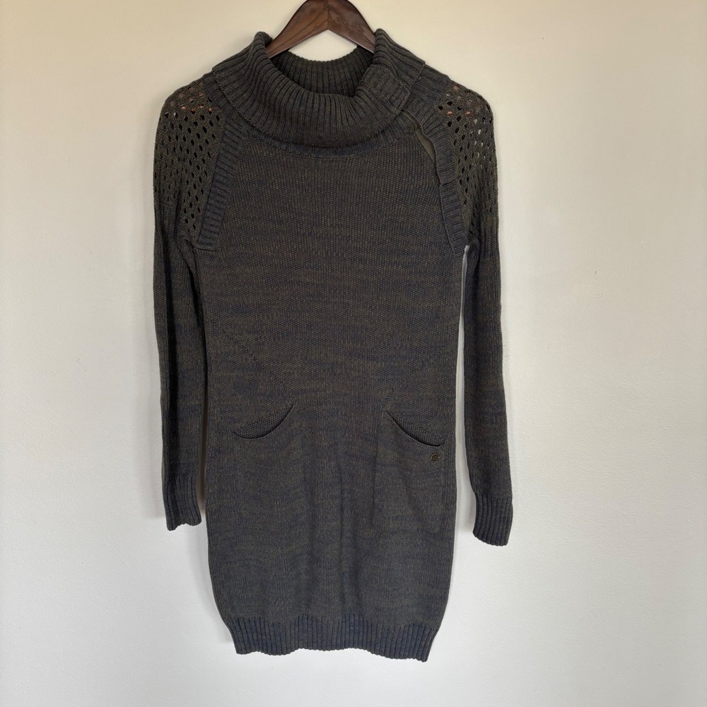 prAna Mattea Cowl Neck Sweater Dress Size S Grey‎ Green Knit